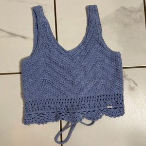 Baby blue crotchet crop top